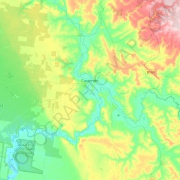 Casterton topographic map, elevation, terrain