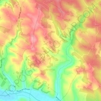 Andillac topographic map, elevation, terrain