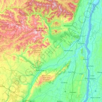 Ulster County topographic map, elevation, terrain