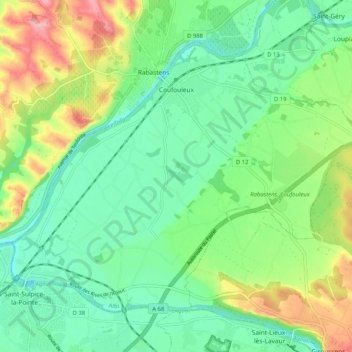 Coufouleux topographic map, elevation, terrain