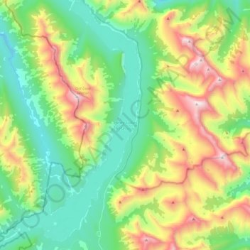 Spray Lakes Reservoir topographic map, elevation, terrain