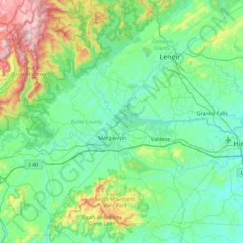 Burke County topographic map, elevation, terrain
