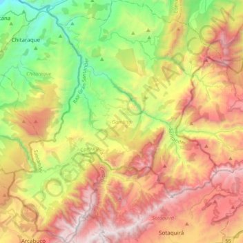 Gámbita topographic map, elevation, terrain