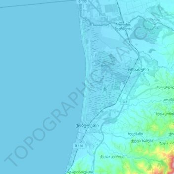 Kobuleti topographic map, elevation, terrain