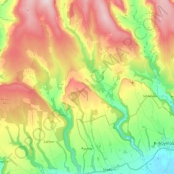 Pockley topographic map, elevation, terrain