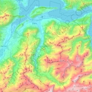 Nidwalden topographic map, elevation, terrain