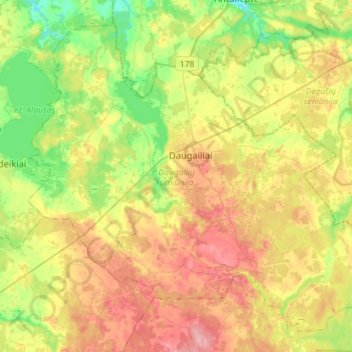 Daugailiai eldership topographic map, elevation, terrain