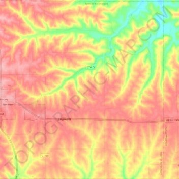 Town of Fennimore topographic map, elevation, terrain