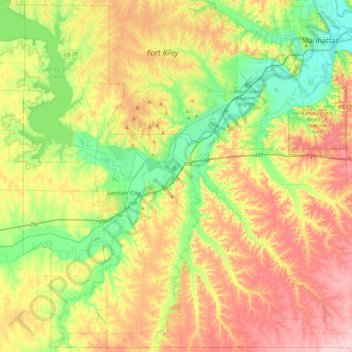 Geary County topographic map, elevation, terrain