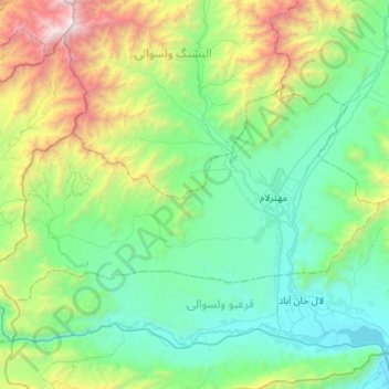 Mihtarlam topographic map, elevation, terrain