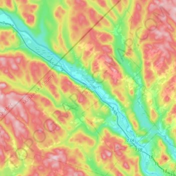 Saint-Jacques Parish topographic map, elevation, terrain