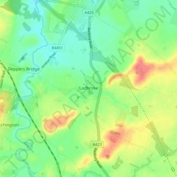 Ladbroke CP topographic map, elevation, terrain