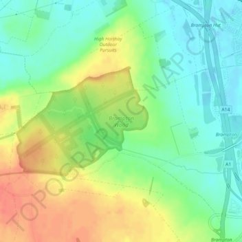 Brampton Wood topographic map, elevation, terrain