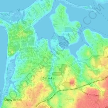 Setauket topographic map, elevation, terrain