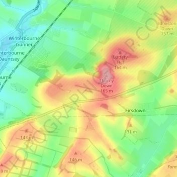 Firsdown topographic map, elevation, terrain