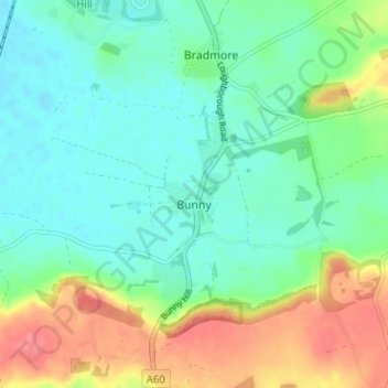 Bunny topographic map, elevation, terrain