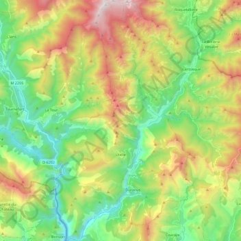 Utelle topographic map, elevation, terrain