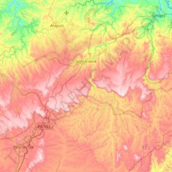 Jaguariaíva topographic map, elevation, terrain
