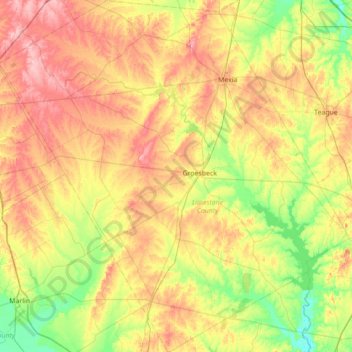 Limestone County topographic map, elevation, terrain
