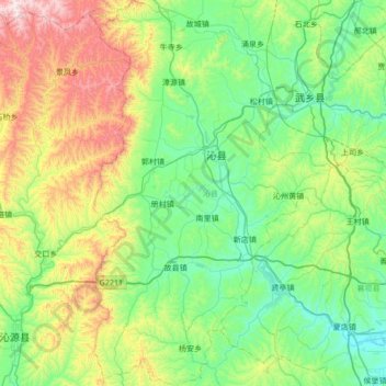 Qin County topographic map, elevation, terrain