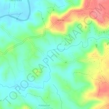 Kayyar topographic map, elevation, terrain