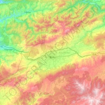 Bolu merkez topographic map, elevation, terrain