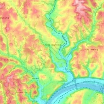 Shaler Township topographic map, elevation, terrain