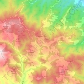 Stanisinci topographic map, elevation, terrain