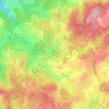 Le Chastang topographic map, elevation, terrain