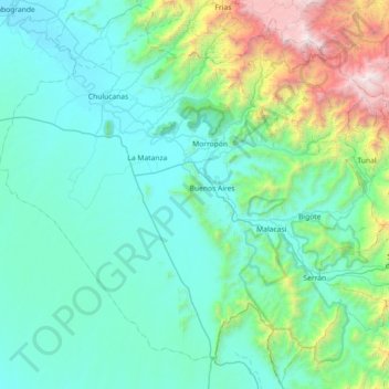 Morropón topographic map, elevation, terrain