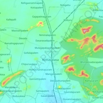 Kothavalasa topographic map, elevation, terrain