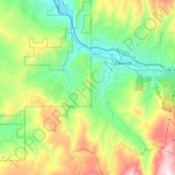 Edwards topographic map, elevation, terrain