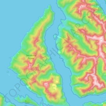 Thompson Sound topographic map, elevation, terrain