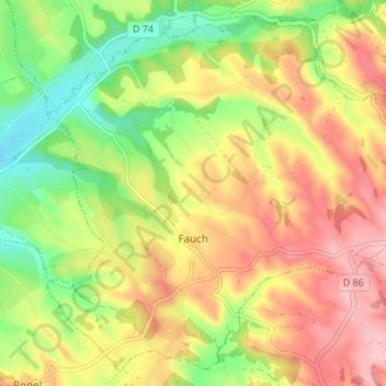 Fauch topographic map, elevation, terrain