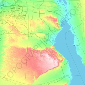Suez topographic map, elevation, terrain