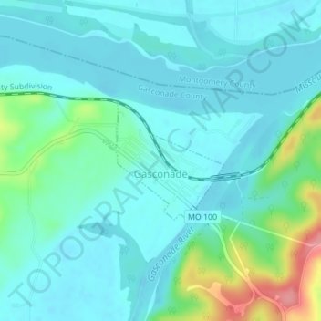 Gasconade topographic map, elevation, terrain