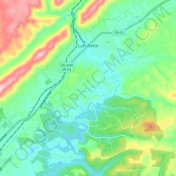 La Follette topographic map, elevation, terrain