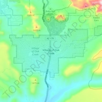 Village of Oak Creek topographic map, elevation, terrain