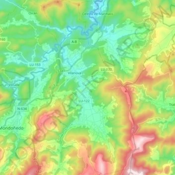 Lourenzá topographic map, elevation, terrain
