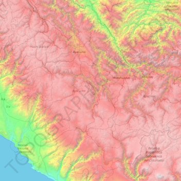 Ayacucho topographic map, elevation, terrain