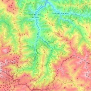 Lena topographic map, elevation, terrain