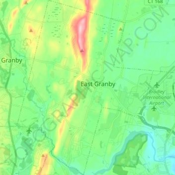 East Granby topographic map, elevation, terrain