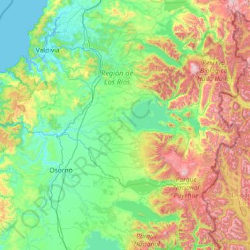Provincia de Ranco topographic map, elevation, terrain
