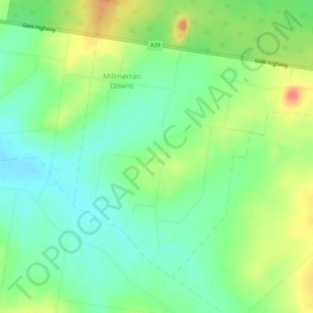 Millmerran Downs topographic map, elevation, terrain