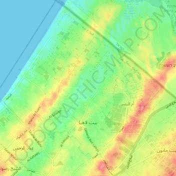 Beit Lahiya topographic map, elevation, terrain