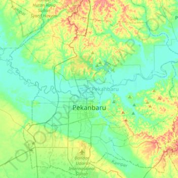 Pekanbaru topographic map, elevation, terrain