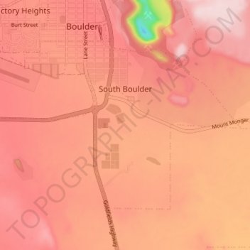 South Boulder topographic map, elevation, terrain