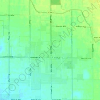 Orosi topographic map, elevation, terrain