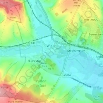 Wilton topographic map, elevation, terrain