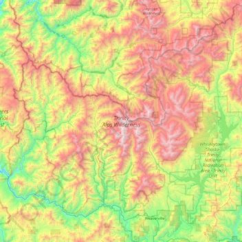 Trinity Alps Wilderness topographic map, elevation, terrain
